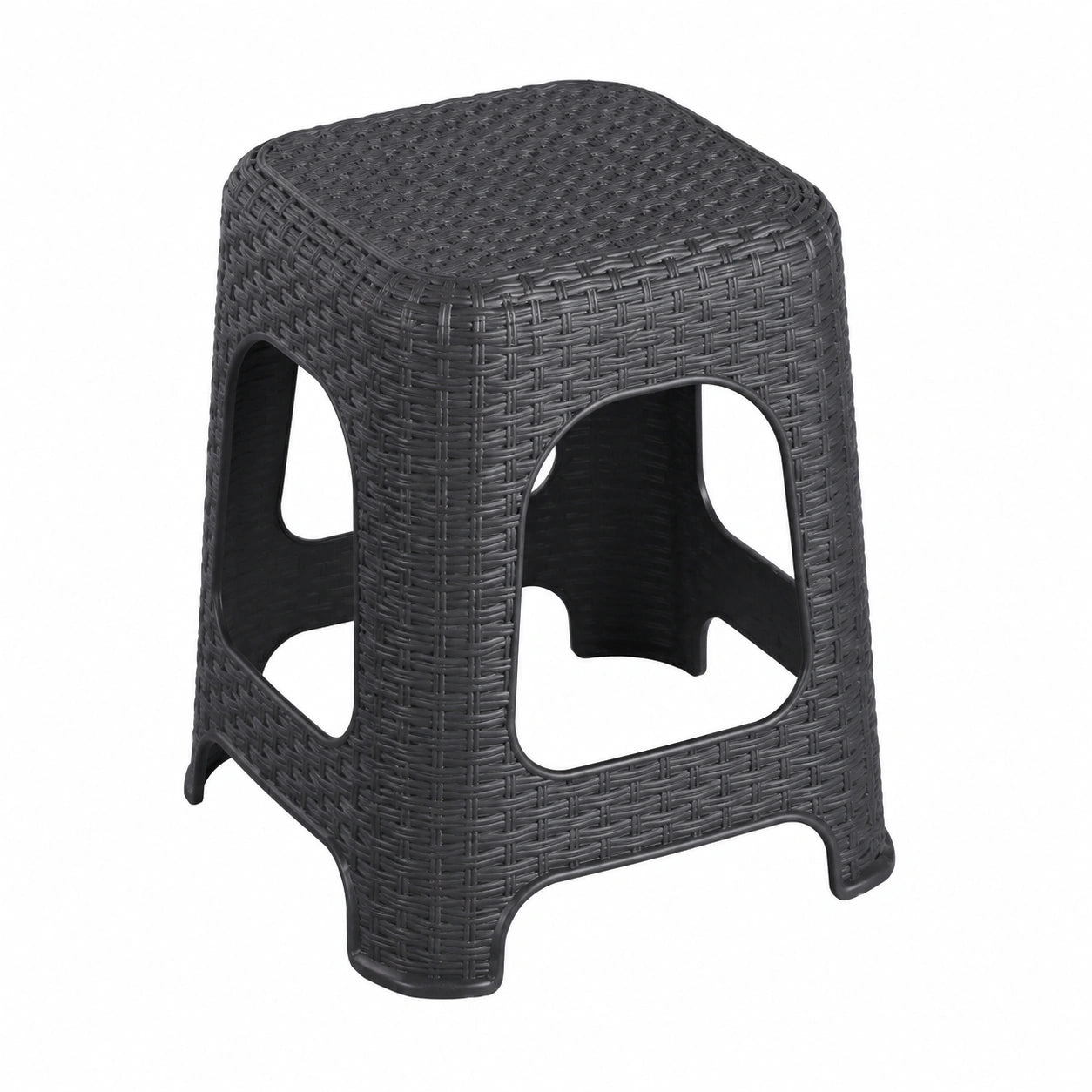 R.G. Hocker mit Rattan-Look, stapelbar, bis 160 kg belastbar, für Bad und Garten, H 44cm (Anthrazit)