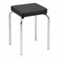 Moderner Metall-Sitzhocker mit Kunstlederbezug, stapelbar, Schwarz