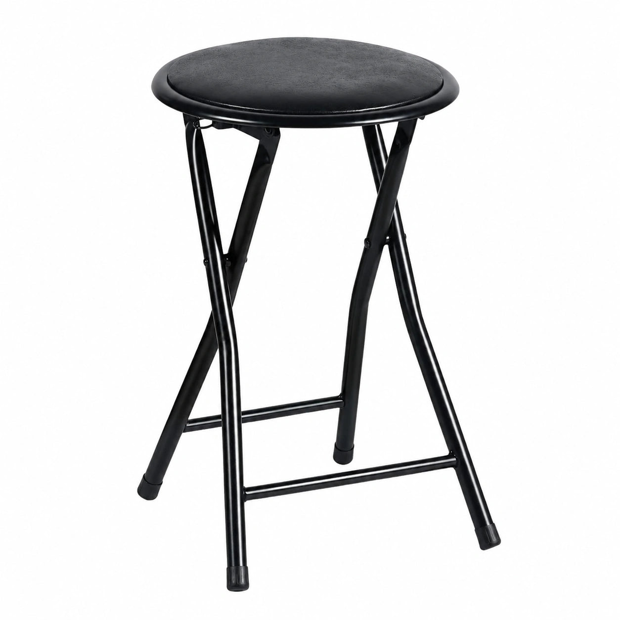 Faltbarer Hocker 2er Set, Polsterung, ideal für Küche, Balkon und Garten, Schwarz, 30x30x46cm
