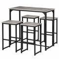Industrieller Bartisch und Barhocker-Set, geeignet für Küche und Wohnzimmer, Tisch 100x50x90 cm, 4 Hocker 30x40x65 cm, Grau