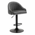 YOUDENOVA 2er Set Barhocker, Höhenverstellbar und Drehbar, mit Rückenlehne und Fußstütze, Gepolsterte Hocker für Küche und Bar, Dunkelgrau