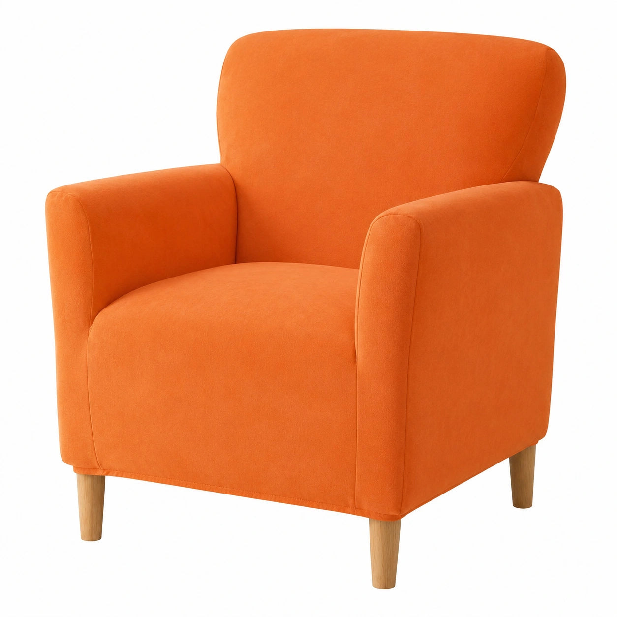 Highdi Eleganter Samt Sesselbezug, Dehnbare Sofahusse für Clubsessel mit Armlehnen in Orange