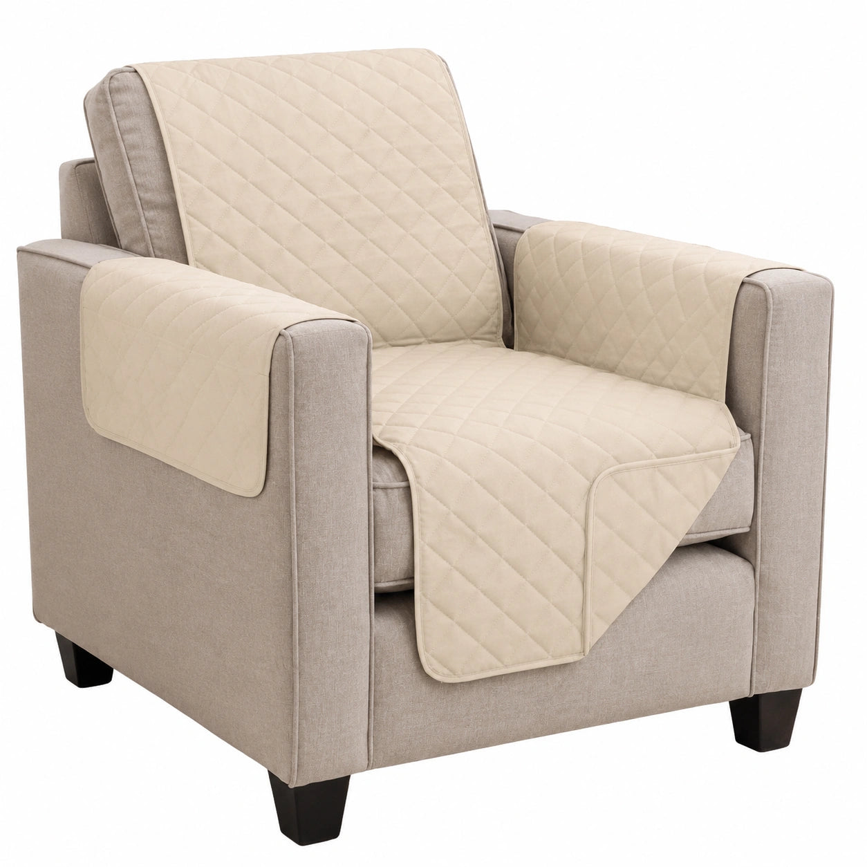 Bestlivings Gesteppt Sesselschoner Creme 190x165cm mit Armlehnen & Taschen ÖKO-Tex Zertifiziert