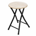 Spetebo 2er Set Klapphocker aus Metall und Holz - Rund, 47 x 33 cm - Beistell- und Gästestuhl