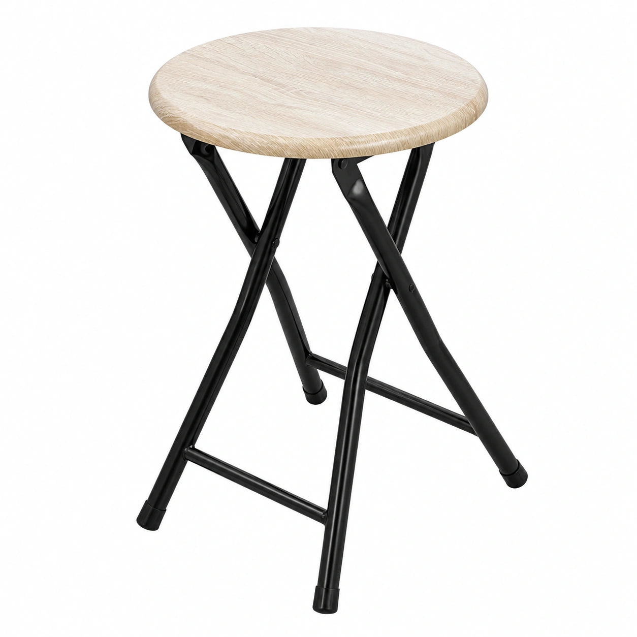 Spetebo 2er Set Klapphocker aus Metall und Holz - Rund, 47 x 33 cm - Beistell- und Gästestuhl