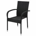 Gartenstühle Set aus Polyrattan, 8-teilig, wetterfest, stapelbar, bis 160kg, mit Armlehnen, für Terrasse und Balkon, schwarz