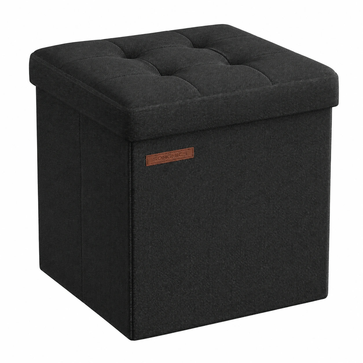 Kompakter SONGMICS Faltbarer Aufbewahrungshocker, 30 x 30 cm, Würfelform, Robust bis 130 kg, Schwarz