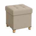 SONGMICS Faltbarer Sitzhocker mit Stauraum, 38 x 38 cm, Belastbarkeit bis 300 kg, ideal für Wohn- und Schlafzimmer, Camel